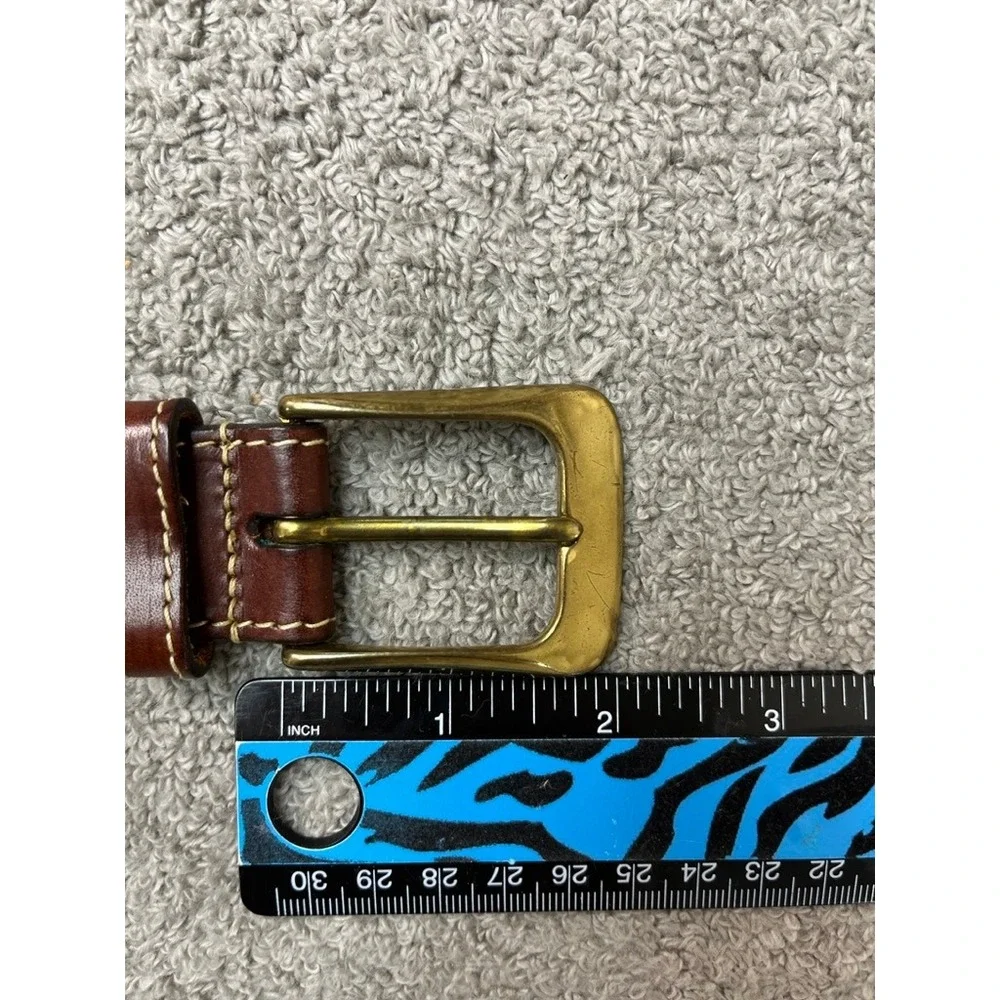 Cole Haan Mens Brown Leather Belt Solid Brass Buckle Crafted in England Size 34